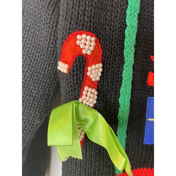 Work in Progress Gladys Bagley Vintage Christmas Ugly Sweater Cardigan sz small - Picture 3 of 7